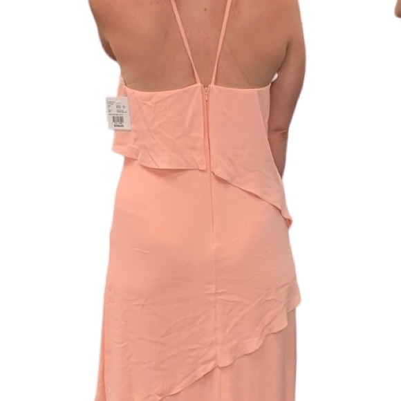 END OF SUMMER
 SALE! Sz 10 Peach Bellini 2-Tiered Chiffon Halter Gown - Picture 7 of 12